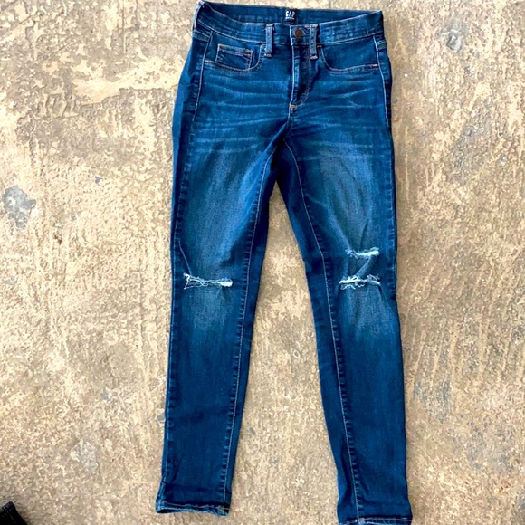 Gap denim women's "favorite jegging" skinny jeans - distressed - dark blue 26R - Picture 1 of 7